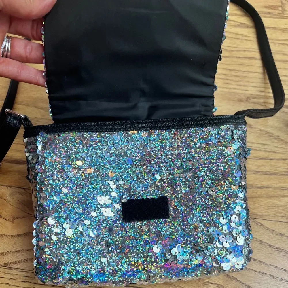 Justice Girl’s Crossbody Sequin Silver Purse Bag